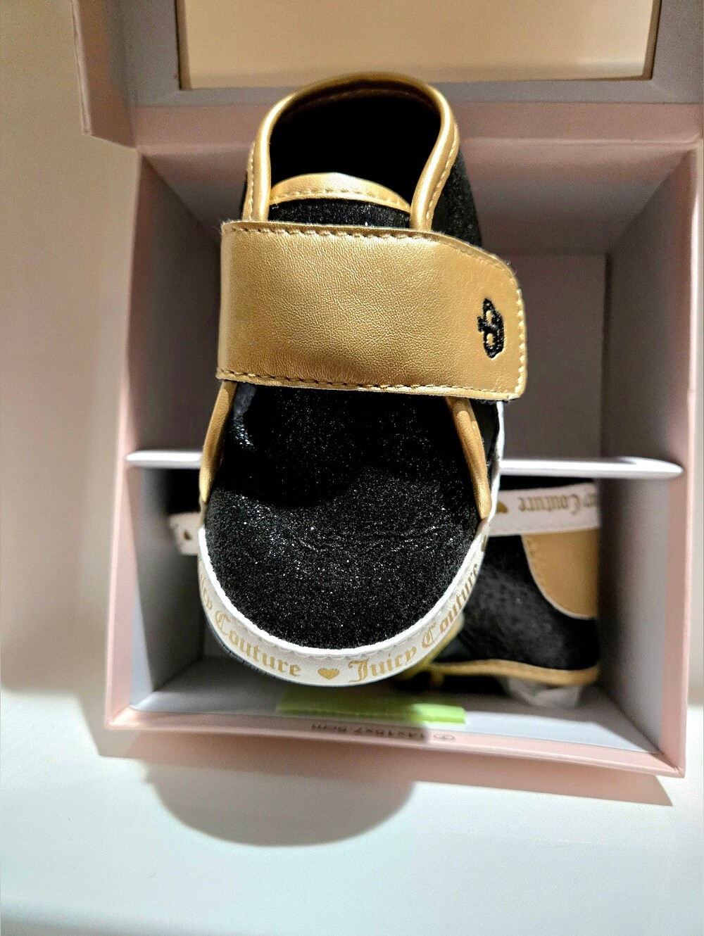 New Juicy Couture Black and Gold Sparkle Baby Sneakers